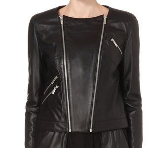The Kooples Lambskin Collarless Leather Jacket